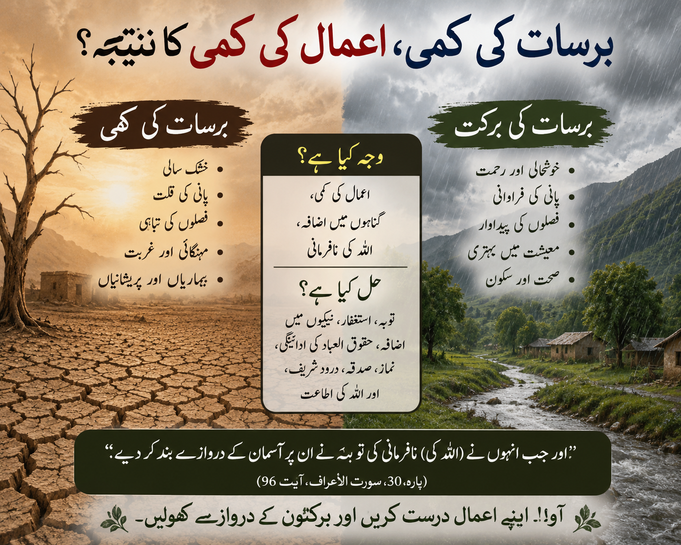 برسات کی کمی، اعمال کی کمی کا نتیجہ؟
