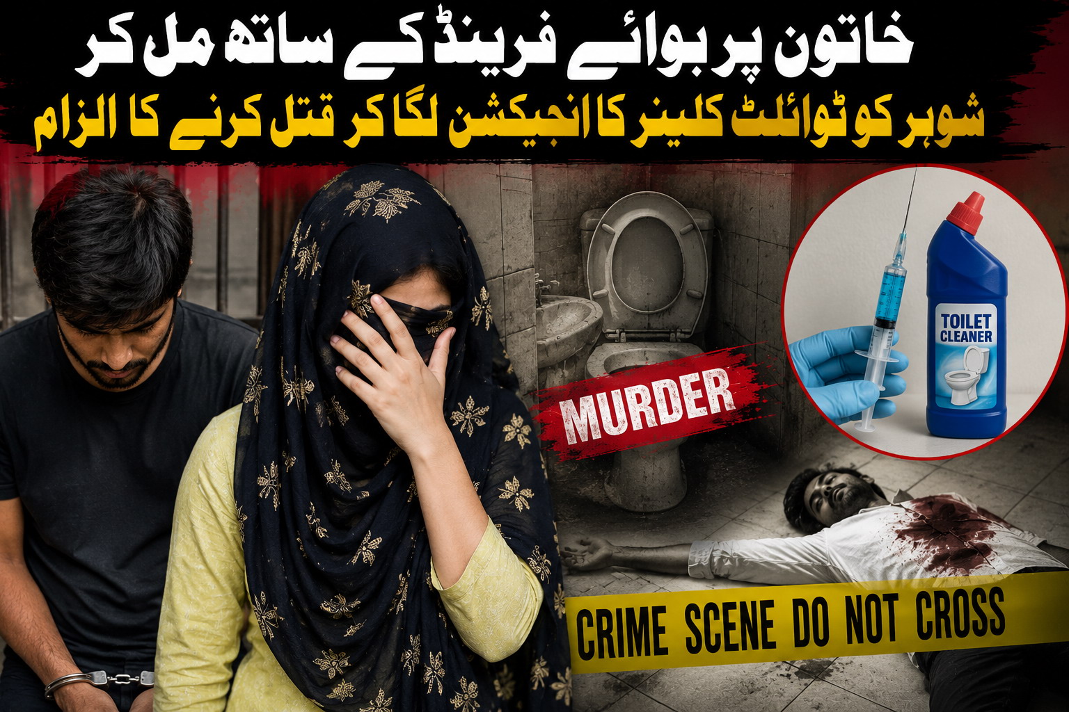خاتون پر بوائے فرینڈ کے ساتھ مل کر شوہر کو ٹوائلٹ کلینر کا انجیکشن لگا کر قتل کرنے کا الزام