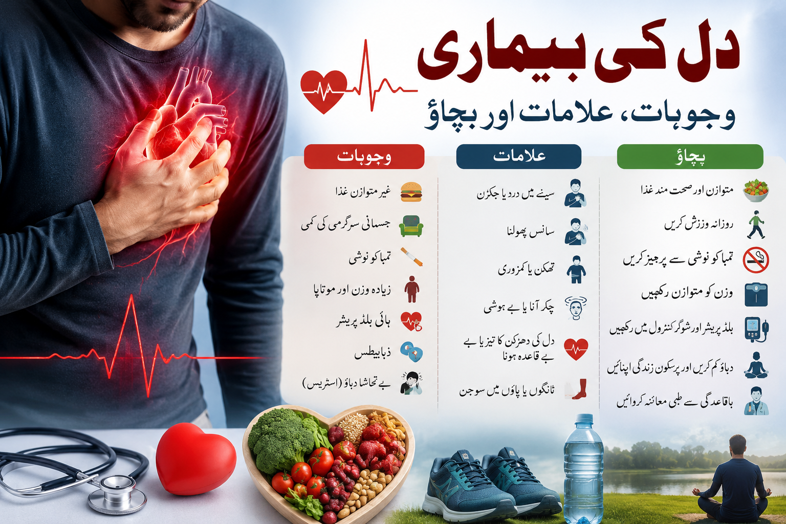 دل کی بیماری: وجوہات، علامات اور بچاؤ